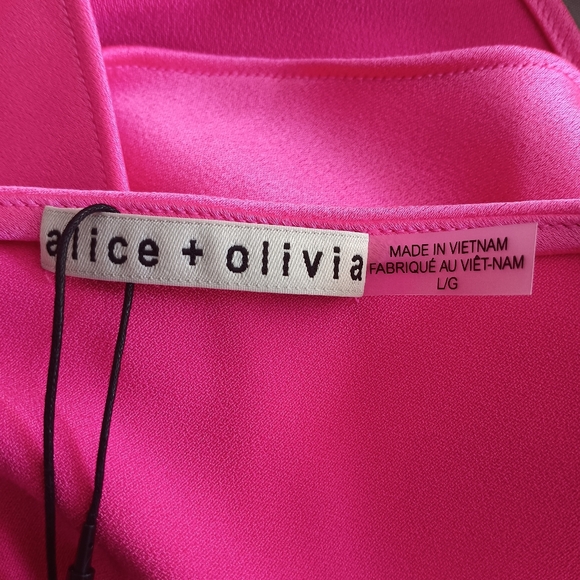 NWT Alice + Olivia French rose pink Harmon slip tank top size L - Picture 5 of 8